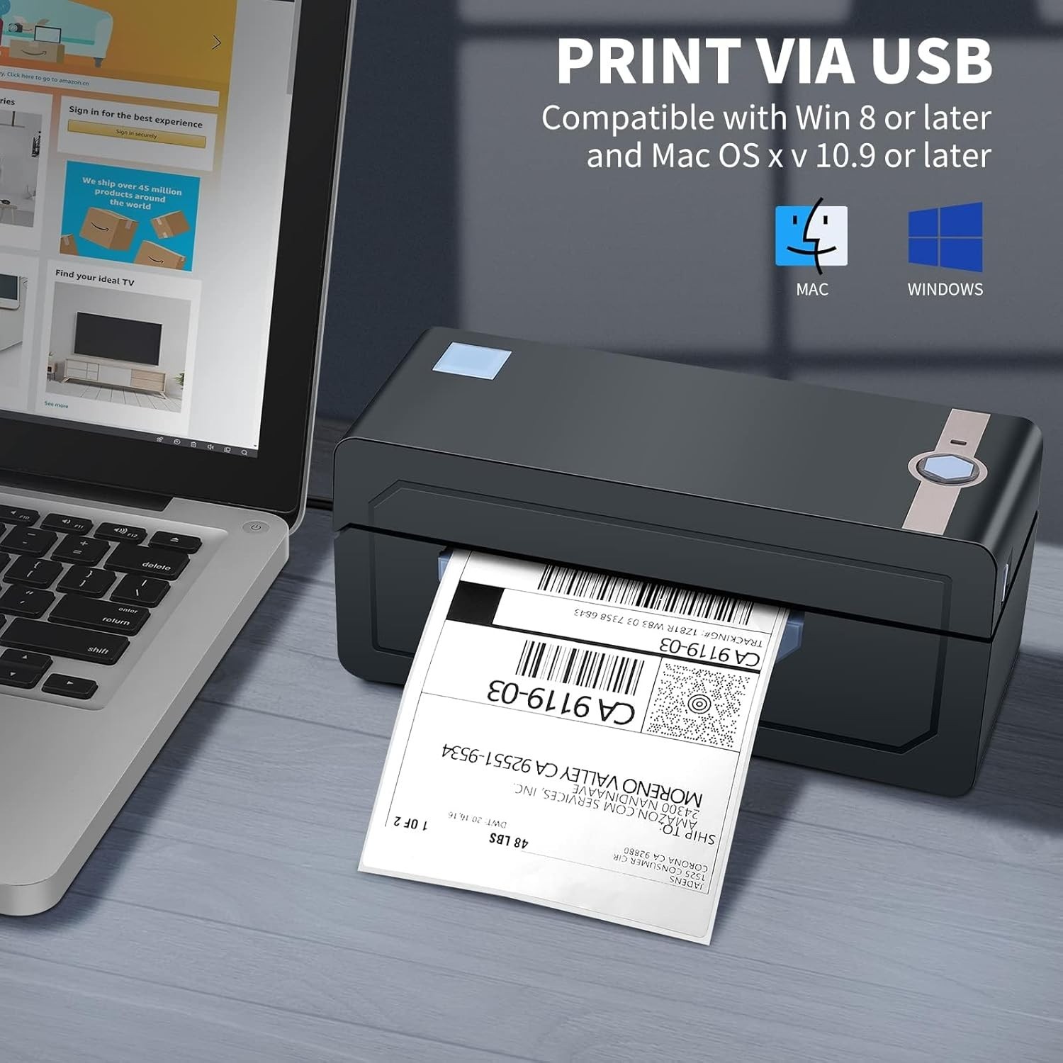 Wireless 4x6 Shipping Label Printer - iOS Android Compatible