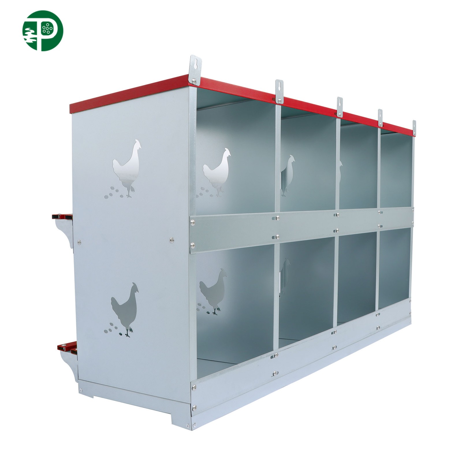 Metal Poultry Nest Box Wall Mount Easy Eggs Collection Large Vent 8-Compartment