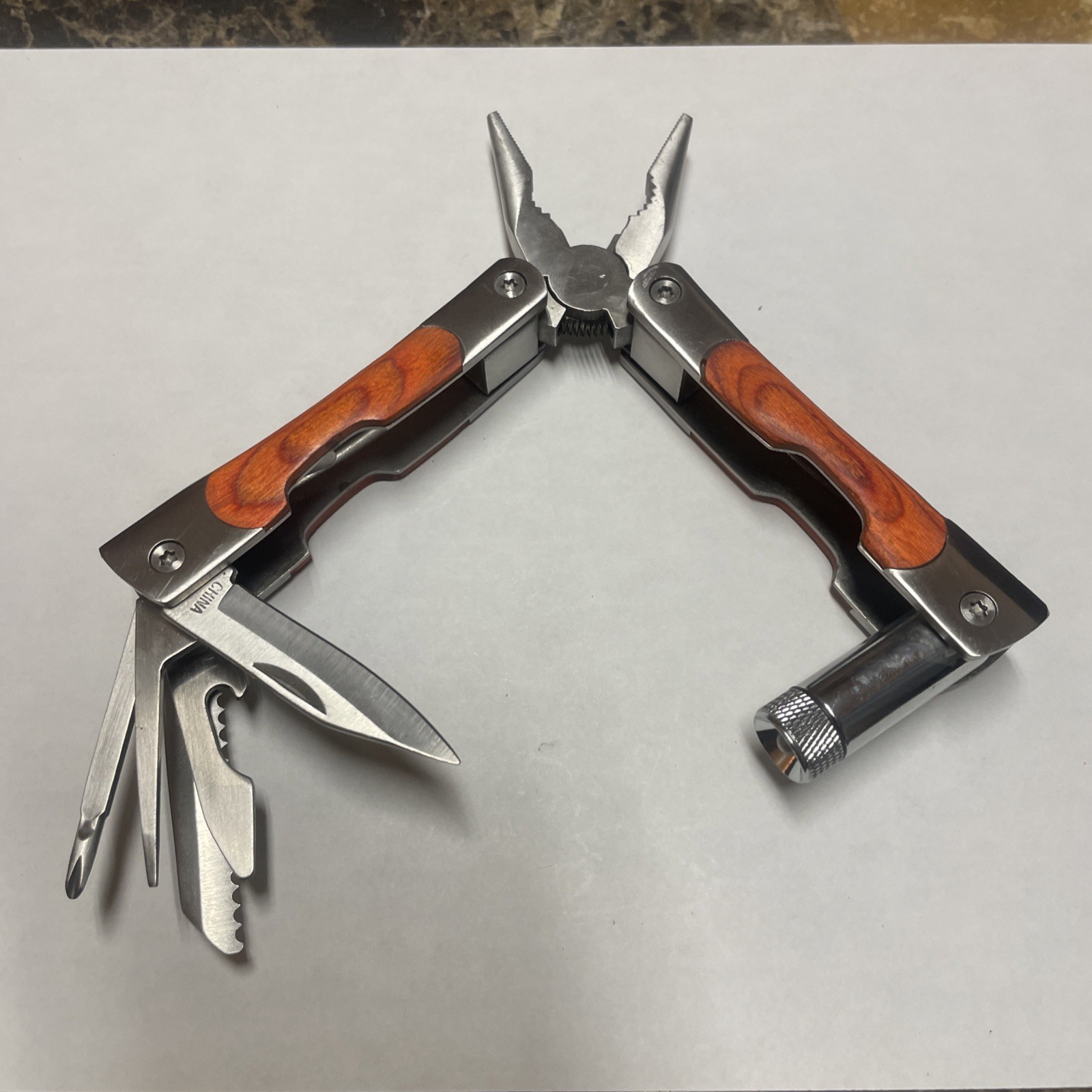 Grandstar 9-in-1 Multi Tool Stainless Steel With Light Untested Camping New