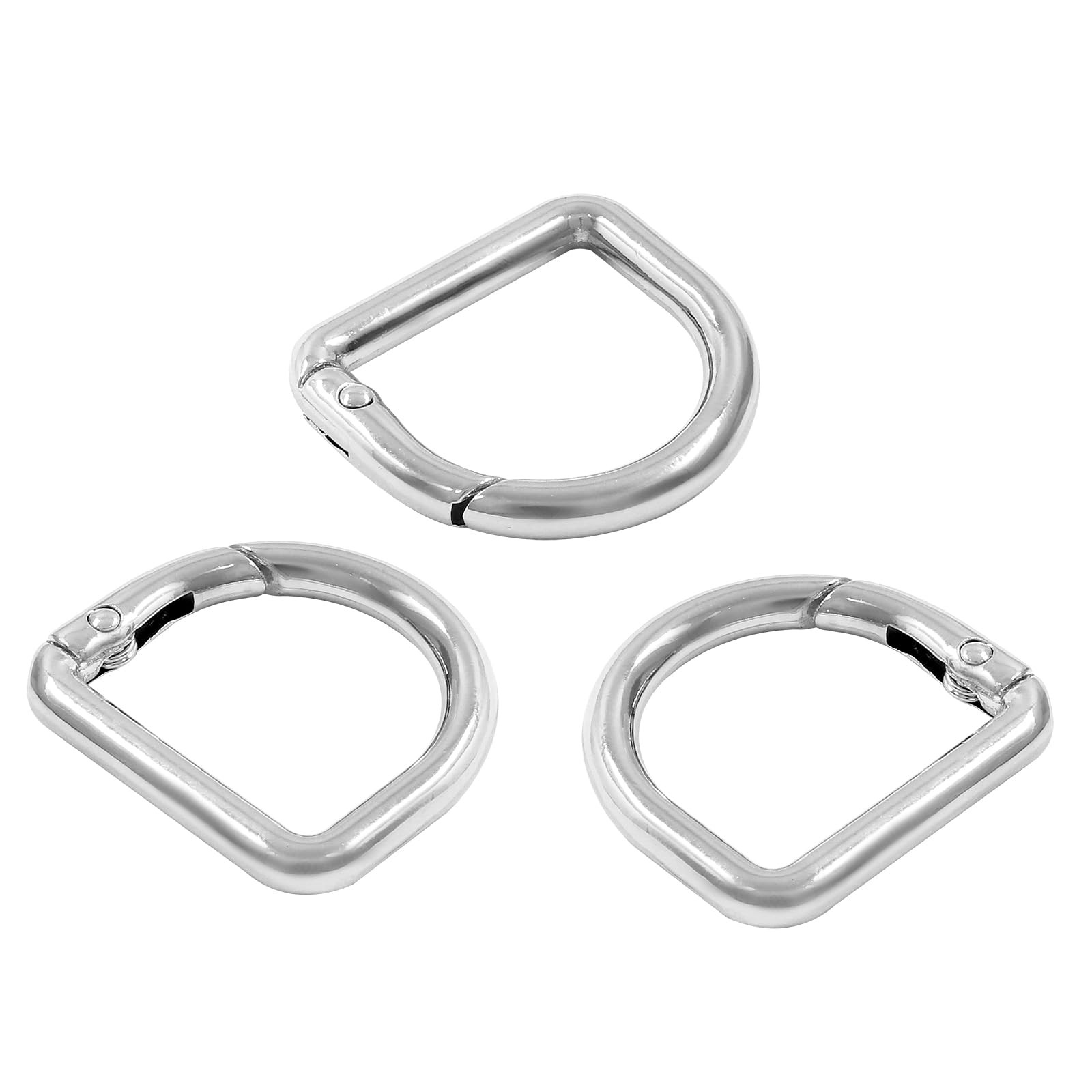 D Rings Spring Key Hooks 4Pcs, Silver