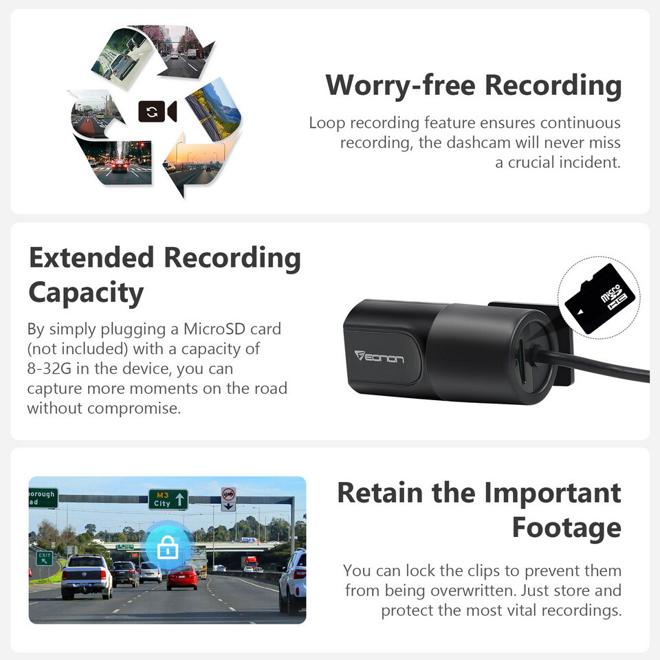 A100 Front USB Dash Camera Wide angle DVR for Eonon Android Car Stereo Headunit