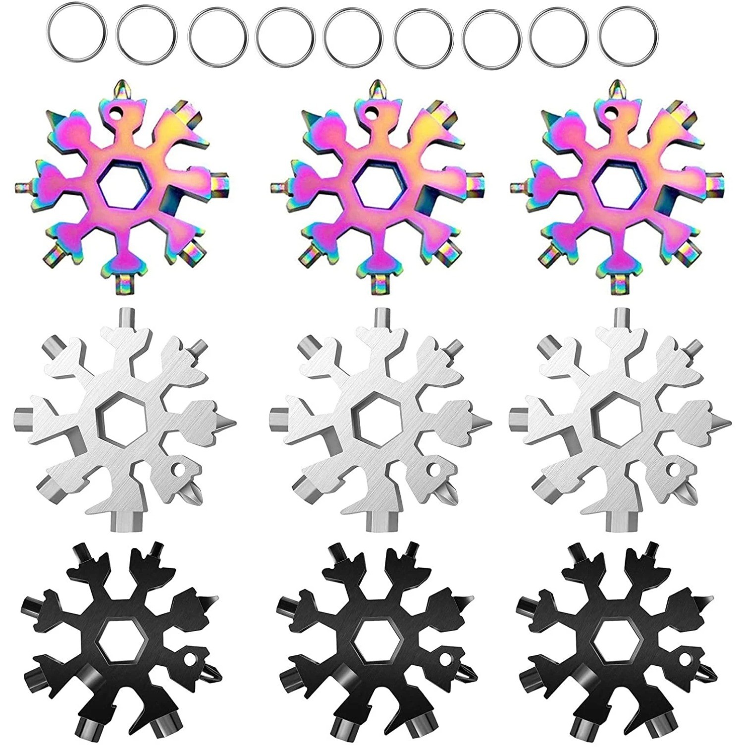 18-in-1 Snowflake Multi-Tool, Stainless Steel Multitool Card Combination Compact