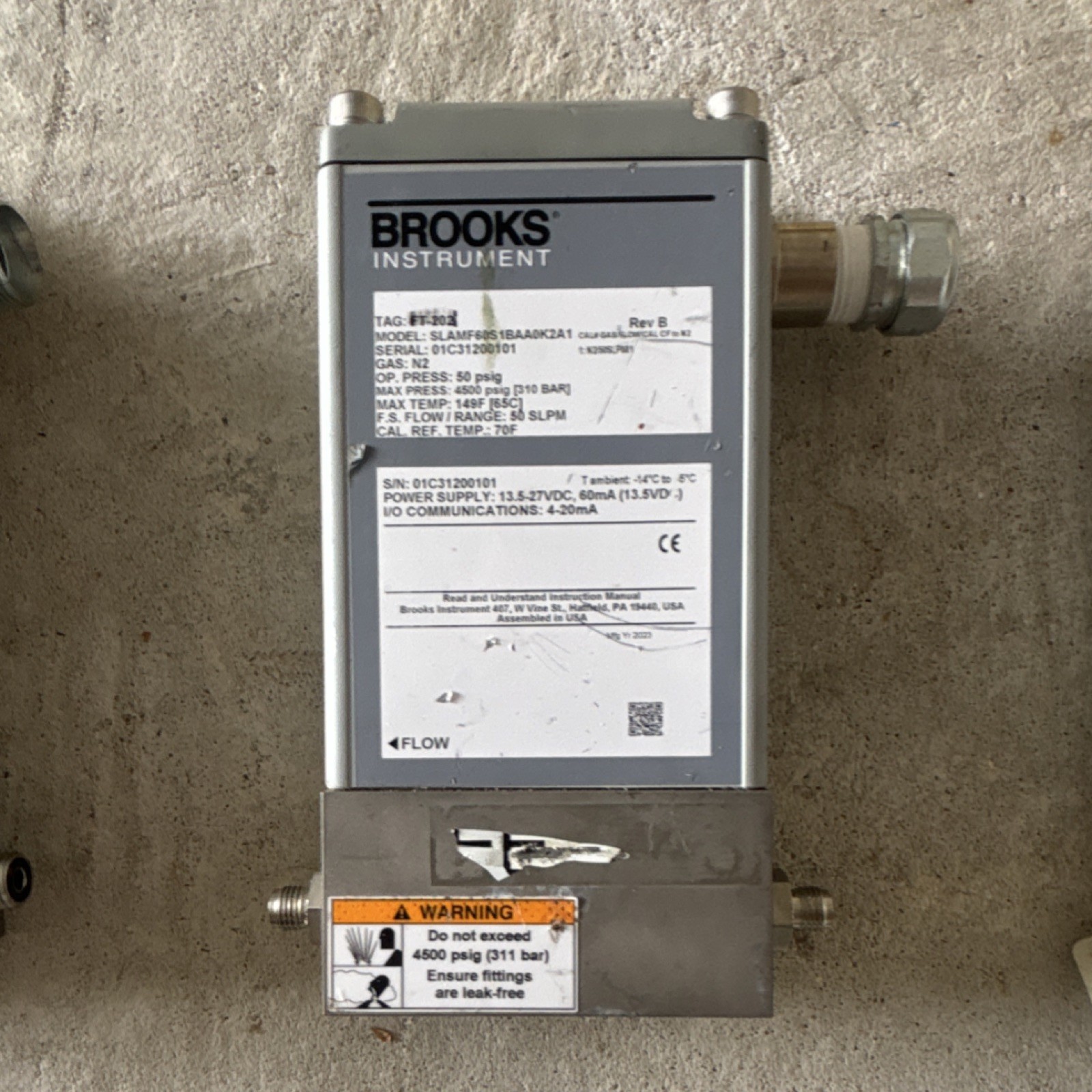 Brooks SLAMF60S1BAA0K2A1 Mass Flow meter 50 SLPM N2