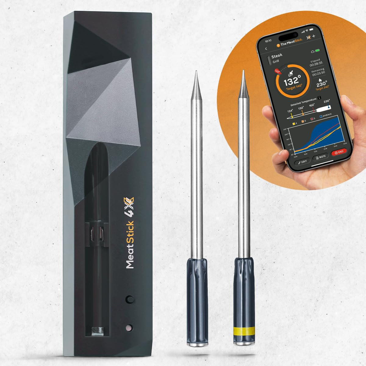 Meatstick 4X Bundle [2-Probe/650Ft Range] | Quad Sensors Smart Wireless Meat The