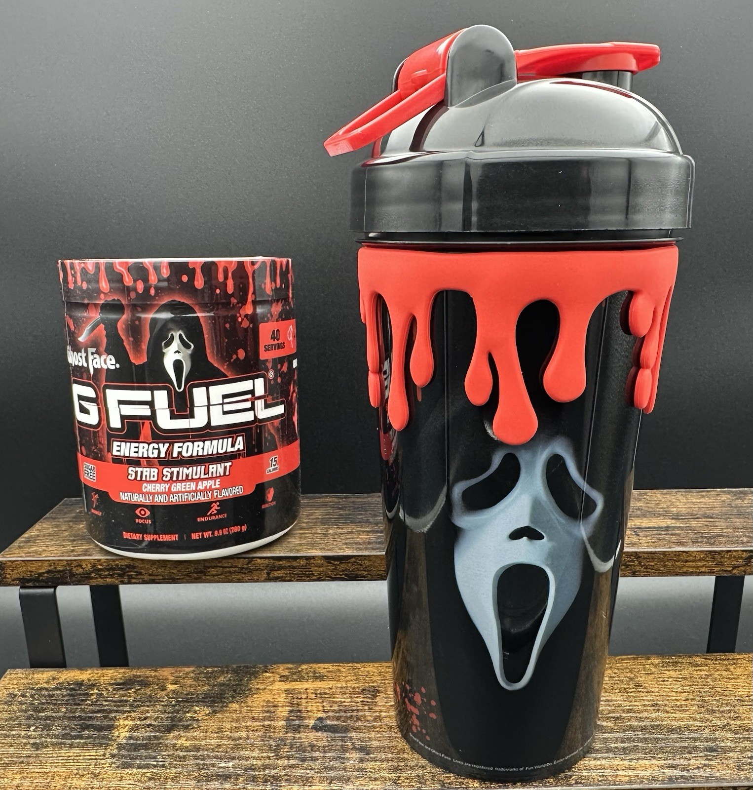 GFUEL Scream Stab Stimulant Ghost Face Collector's Plastic Shaker + Tub G FUEL