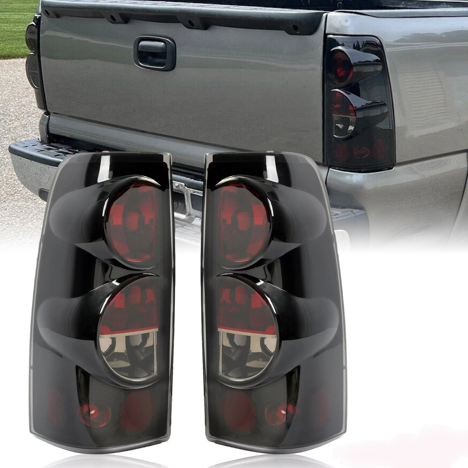 Black LED Tail Lights For 03-06 Chevy Silverado GMC Sierra 1500 2500HD 3500