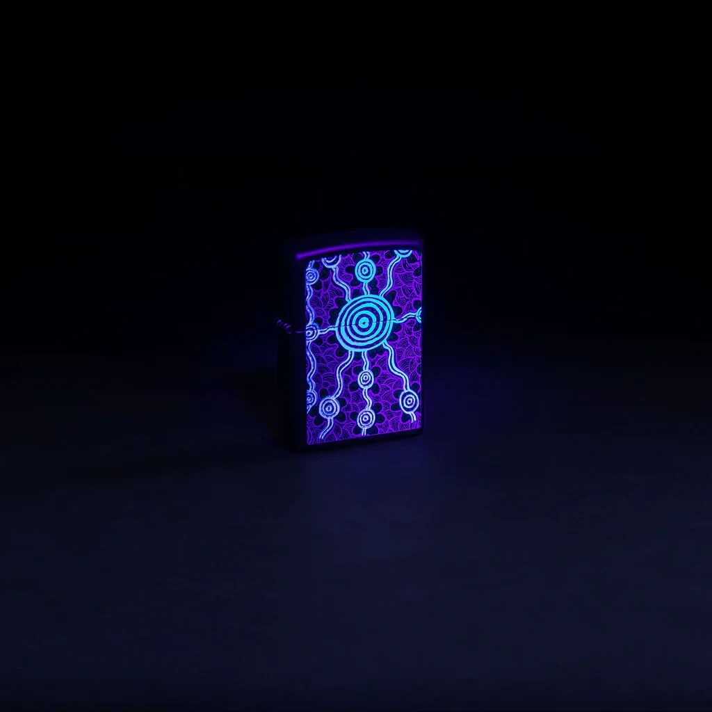 Zippo 48625, John Gumbula Design, Blacklight Process, Black Matte Lighter