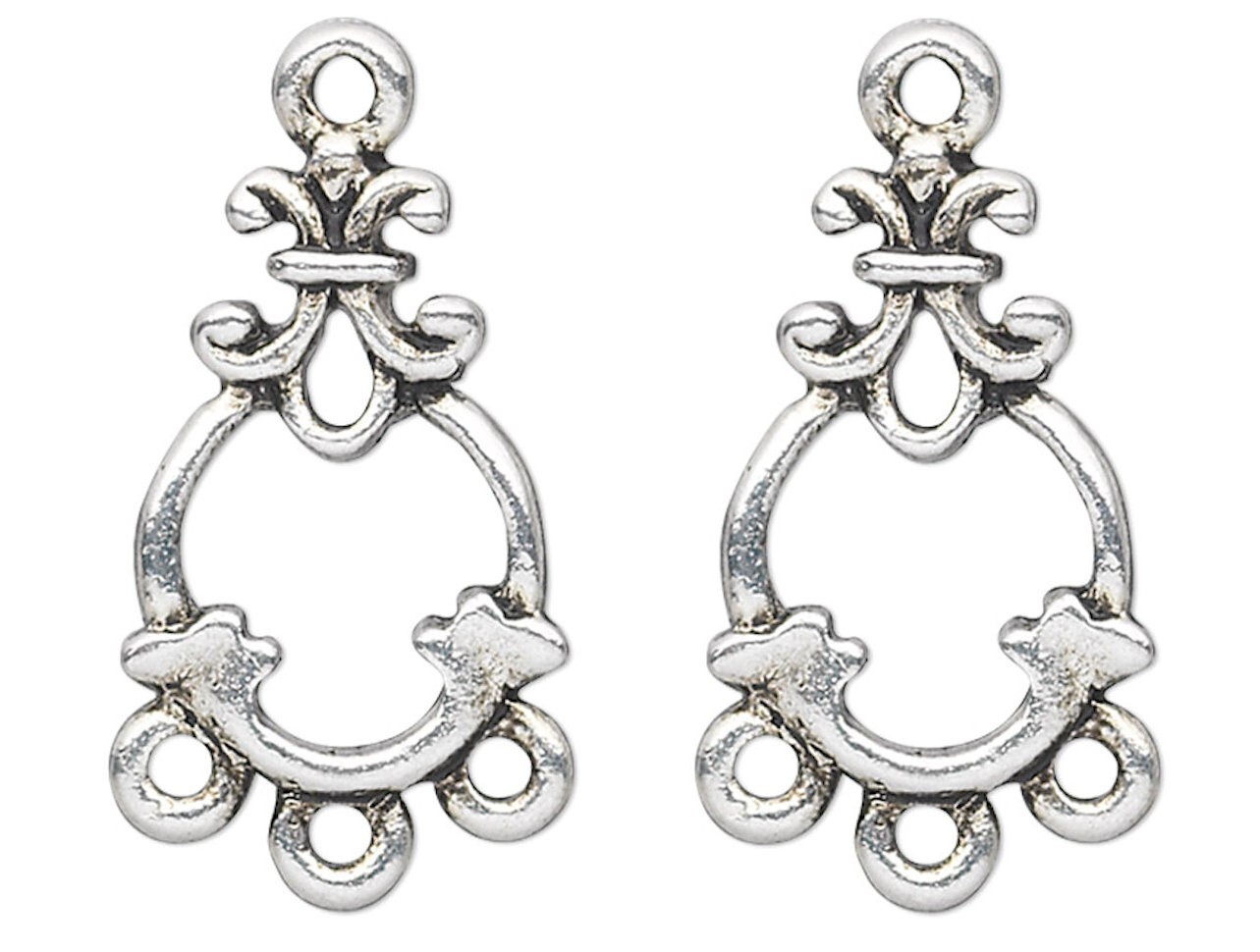 10 Antiqued Silver Pewter 16x12mm Chandelier Connectors with Loops