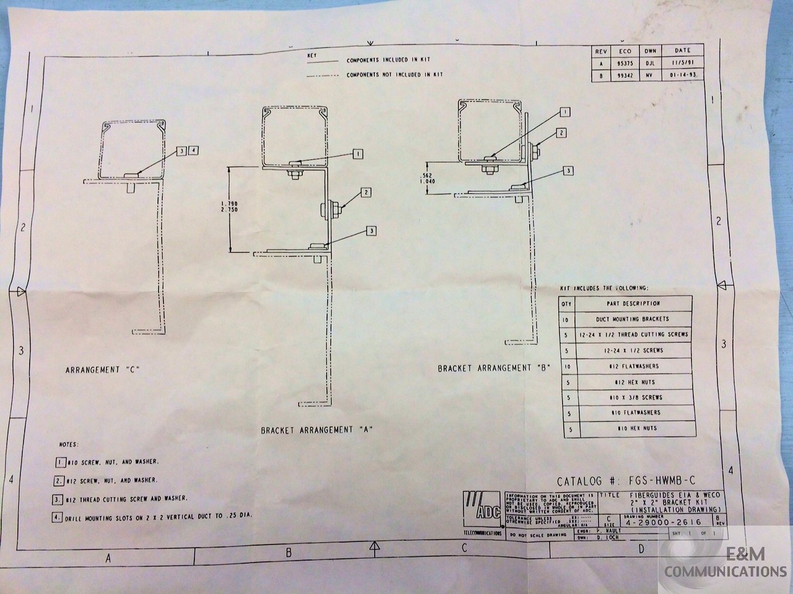 NEW FGS-HWMB-C ADC TE COMMSCOPE FIBERGUIDE 2X2 VERTICAL MOUNT KIT FOR KTW1 MSHA