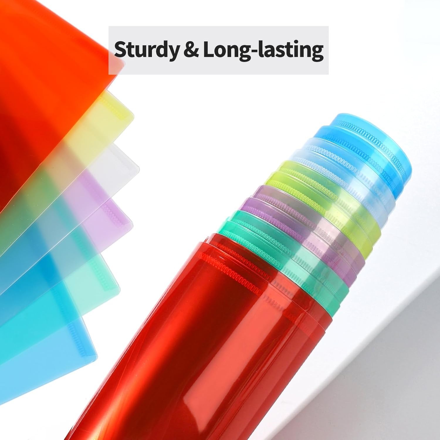 6-Pack Rainbow Plastic File Folders - A4 & Letter Size, Clear Design
