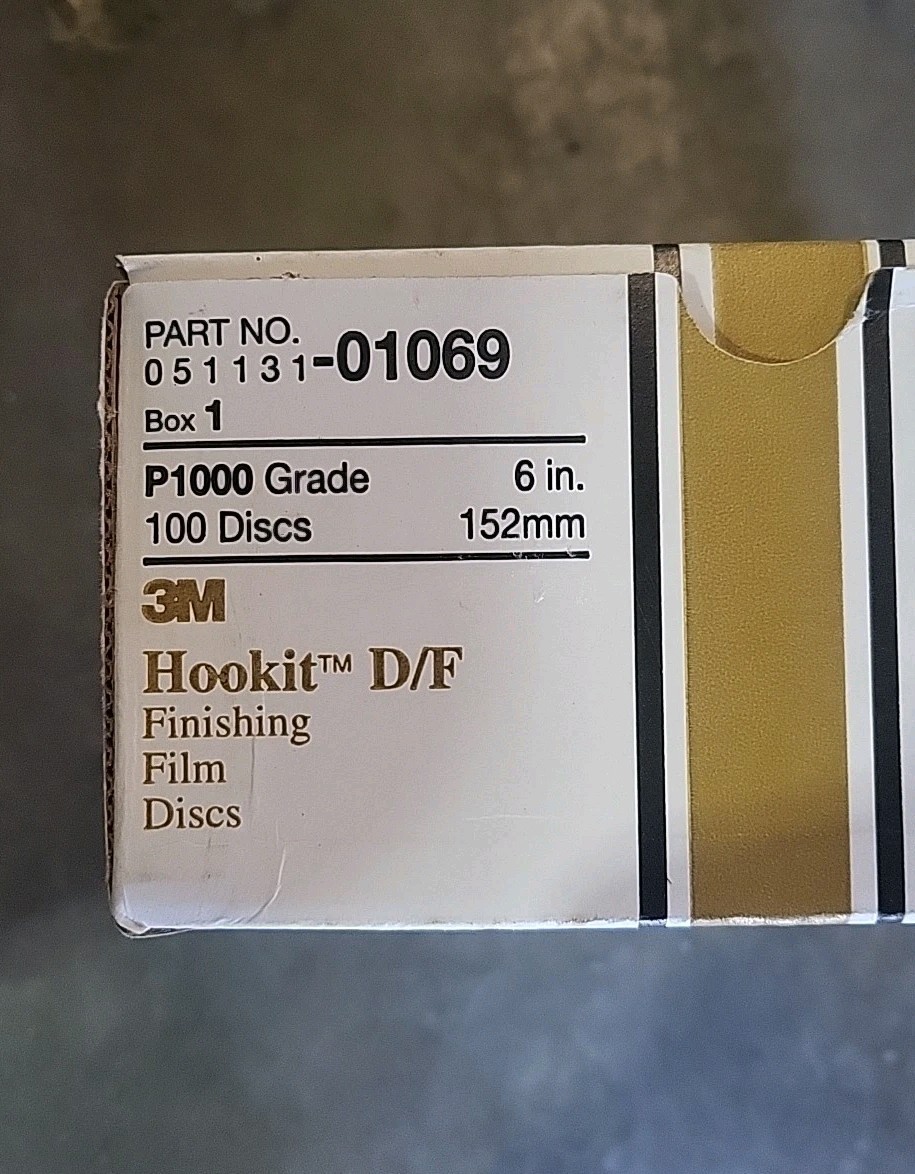 (Box of 100) 3M 01069 Hookit 6" Diameter Finishing Film Dust Free Disc P1000