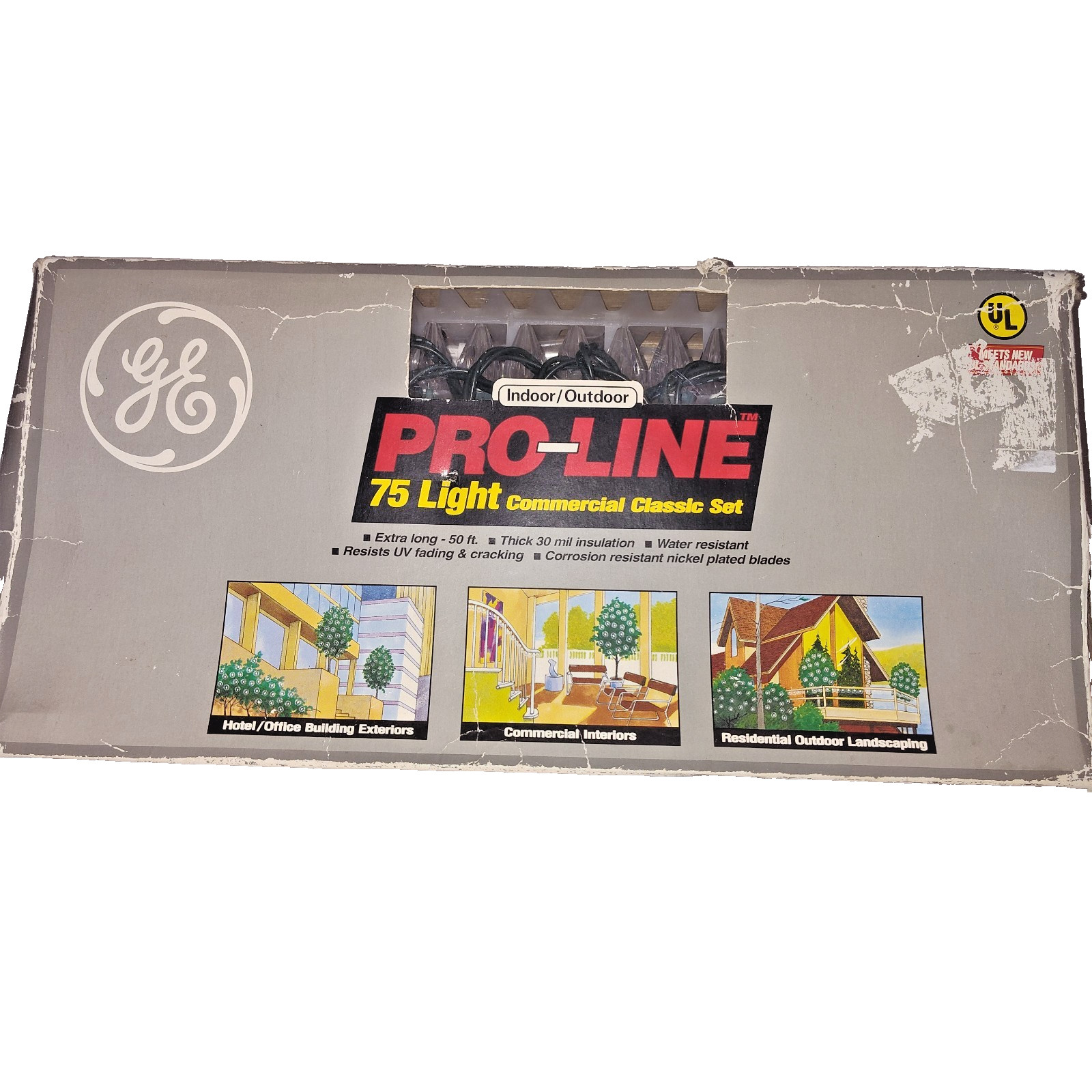 VTG GE Pro-Line 75 Light Commercial Classic Set Indoor Outdoor 50ft Xmas Lights