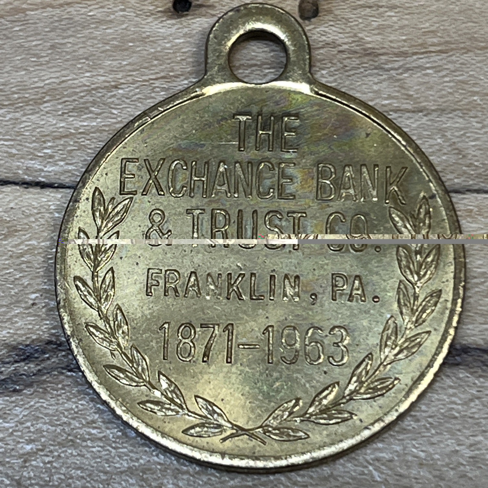 1963 Exchange Bank & Trust Co. Franklin Pa. Key Fob *D 441