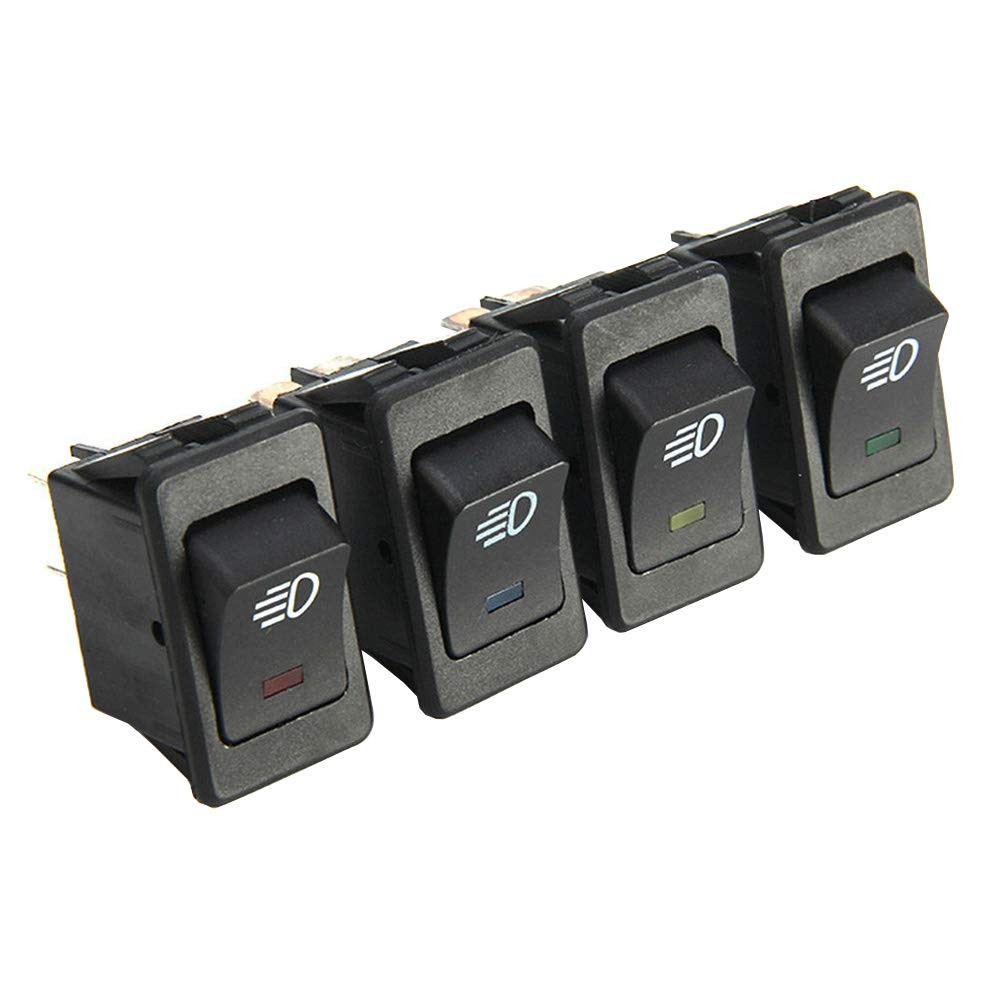 12V LED Fog Light Toggle Rocker Switch - 4Pin 35A ON/OFF, Multiple Colors