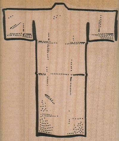 Blank Kimono 2 3/4 x 3 1/4" Mounted Rubber Stamp, Asian Stamp
