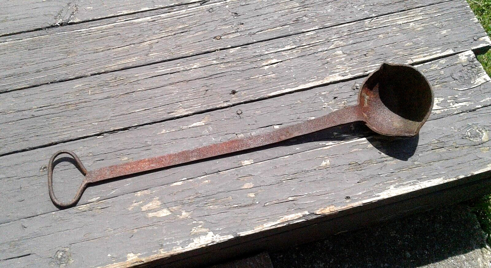 Antique Black Smith Forged Steel Lead Ladle with Long Handle