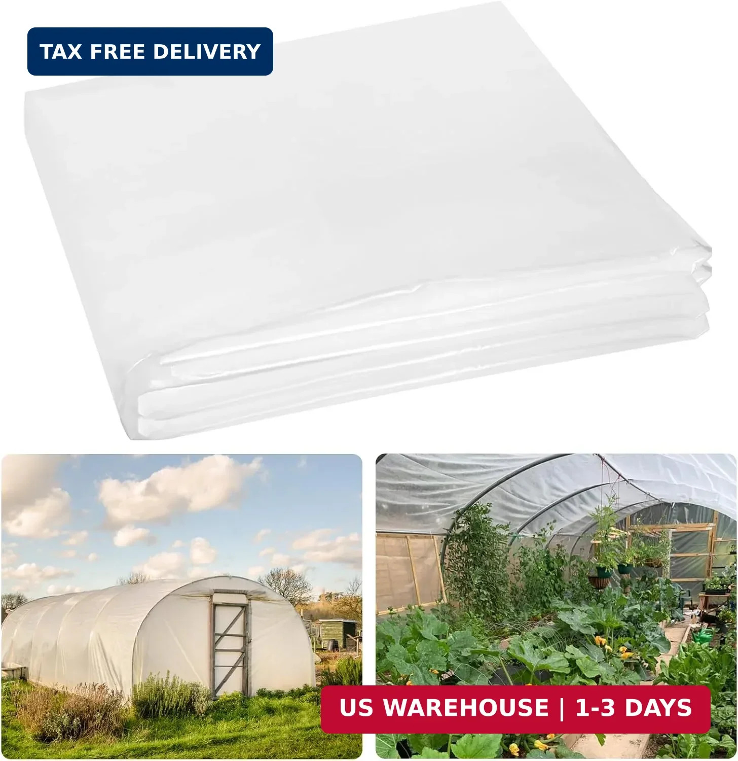 10x20 FT Greenhouse Plastic Sheeting, Transparent Greenhouse Film for Summer, UV