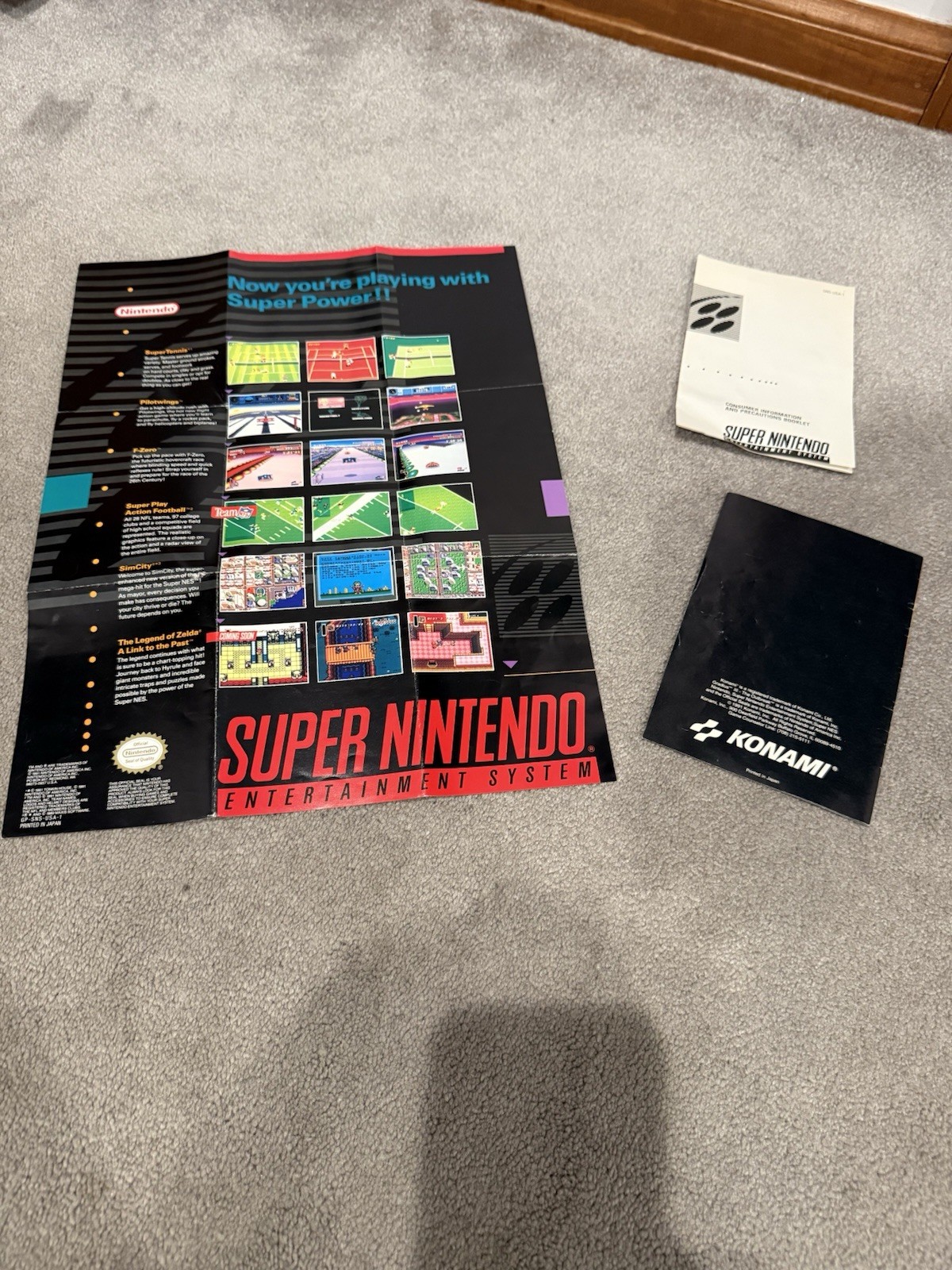 Asmik D-FORCE Original SNES Instruction Manual Booklet & Tips Poster Inserts