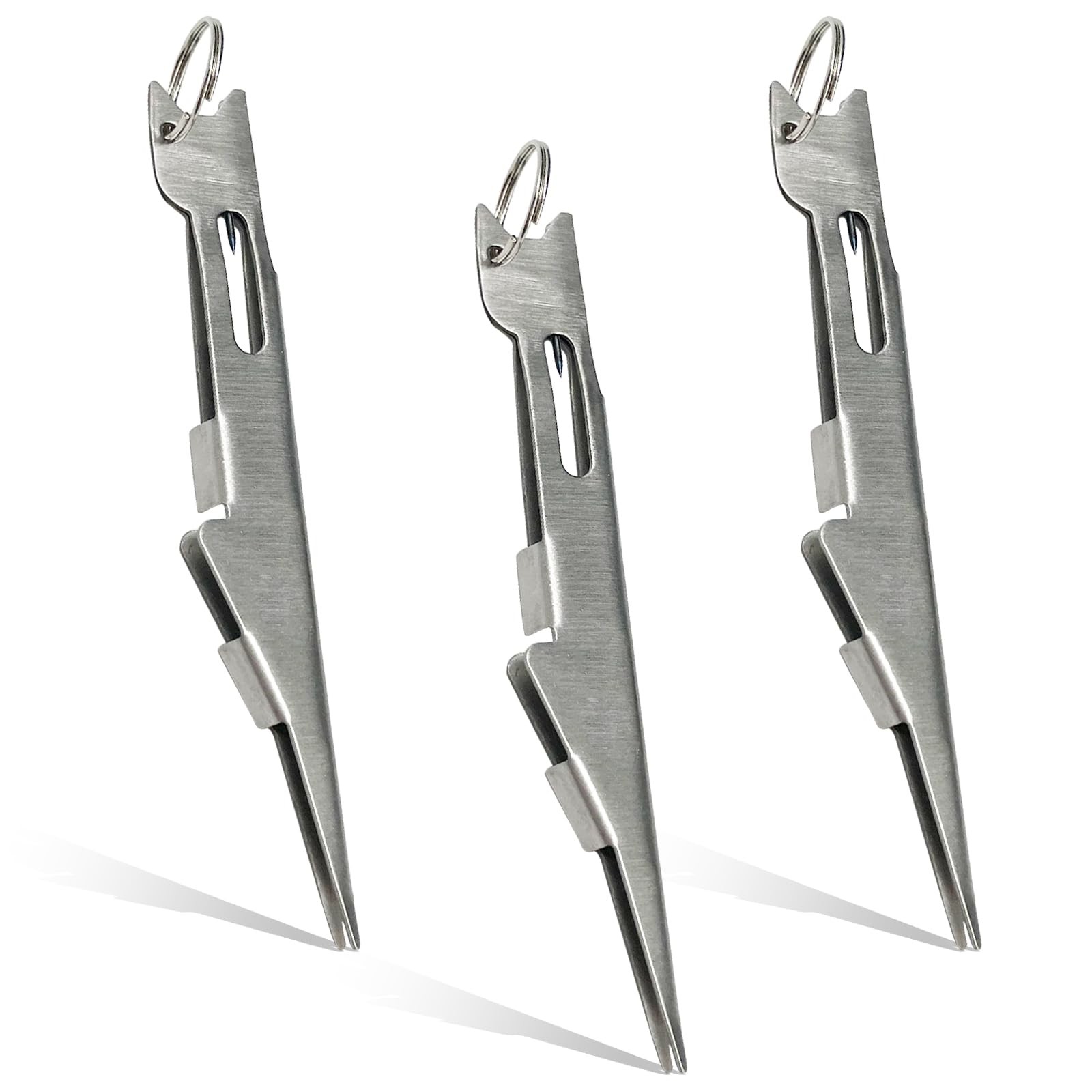 Fishing Knot Tying Tool 3PCS Quick Line Lure Hook Silver Steel Durable