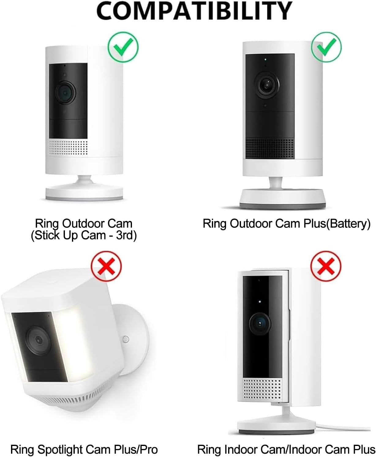2Pack Ring Camera Wall Mount for Ring Stick up Cam & Ring Outdoor Cam Plus, 360