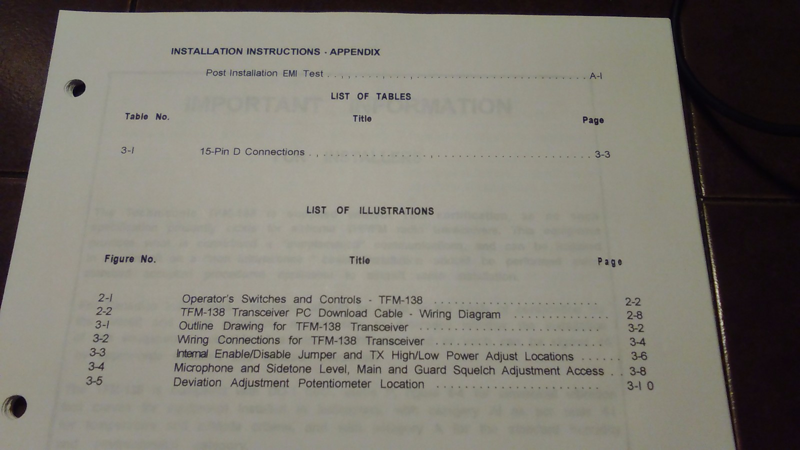 Technisonic VHF FM Model TFM-138 Install & Operator's Manual