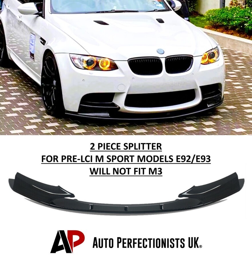 For BMW 3 Series E92 E93 PRE-LCI Gloss Black Front Splitter Spoiler M Sport 4-8