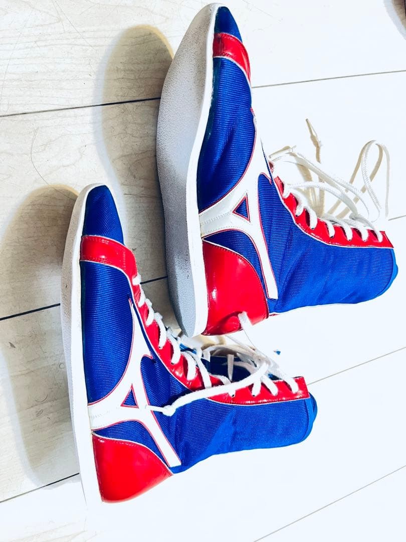 Mizuno Boxing Shoes Blue Red White High Cut US6 ( 24.0 cm ) JAPAN