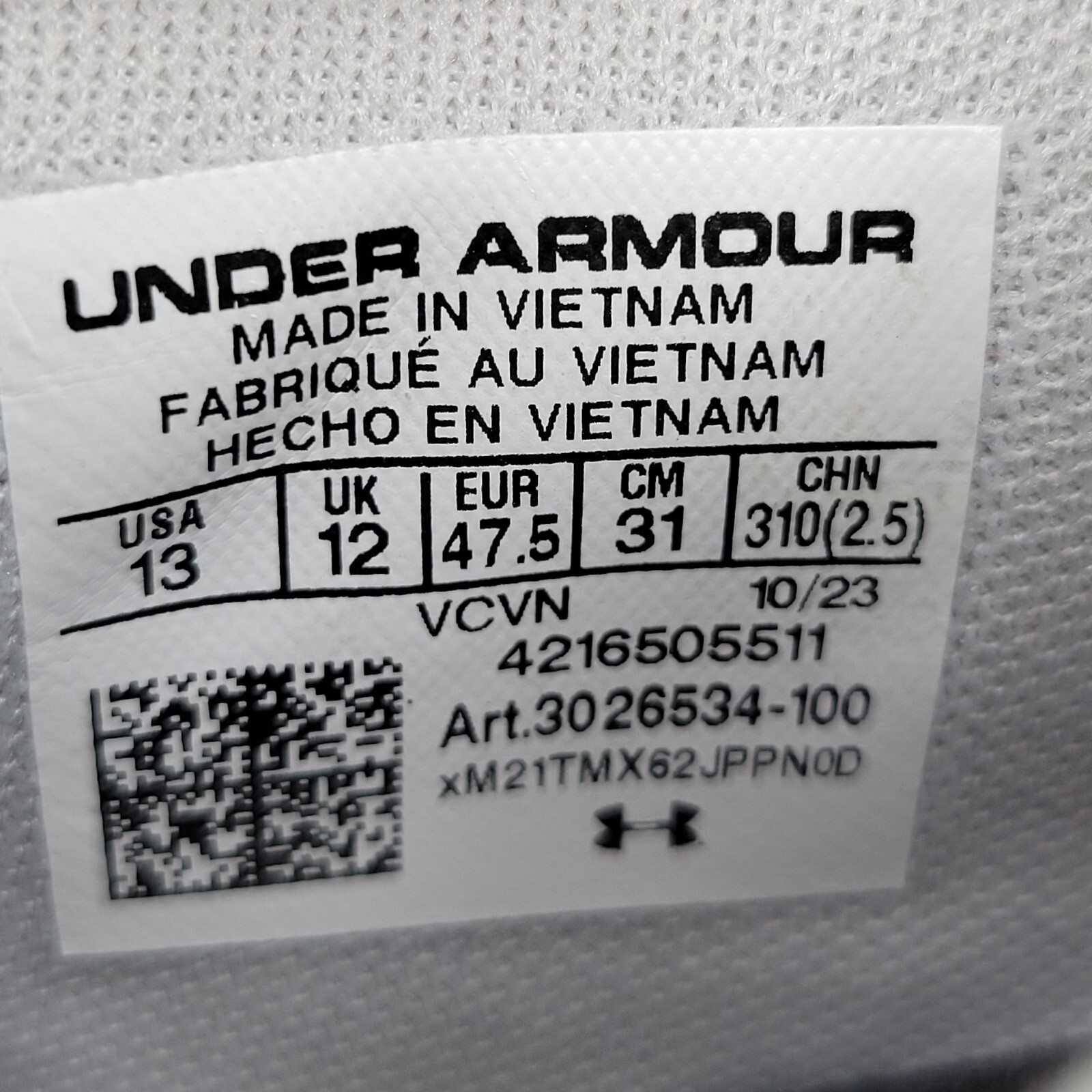 Under Armour Project Rock 6 Men's UA White Gum Training Shoes 3026534-100