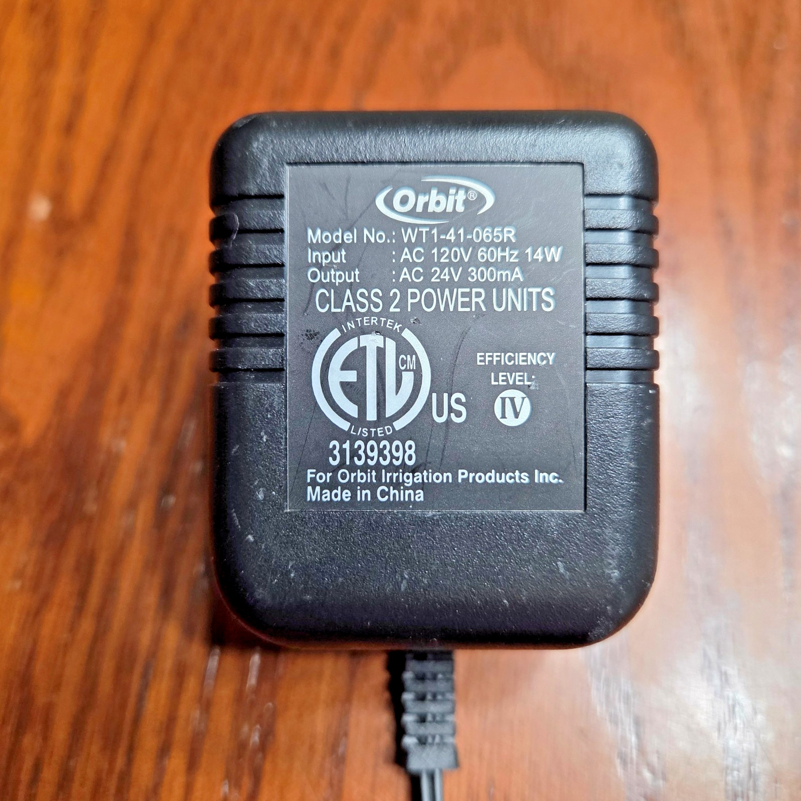 Orbit WT1-41-065R 24V AC 300mA Power Supply Sprinkler Timer Adapter 2-Pin Plug
