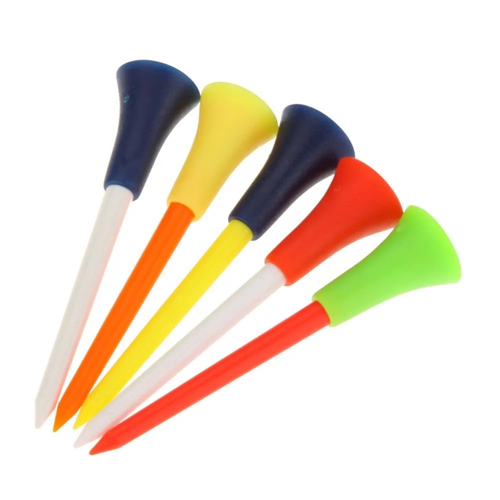 100Pcs Golf Tees 83mm Multi-Color Plastic Durable Rubber Cushion Top Golf Set