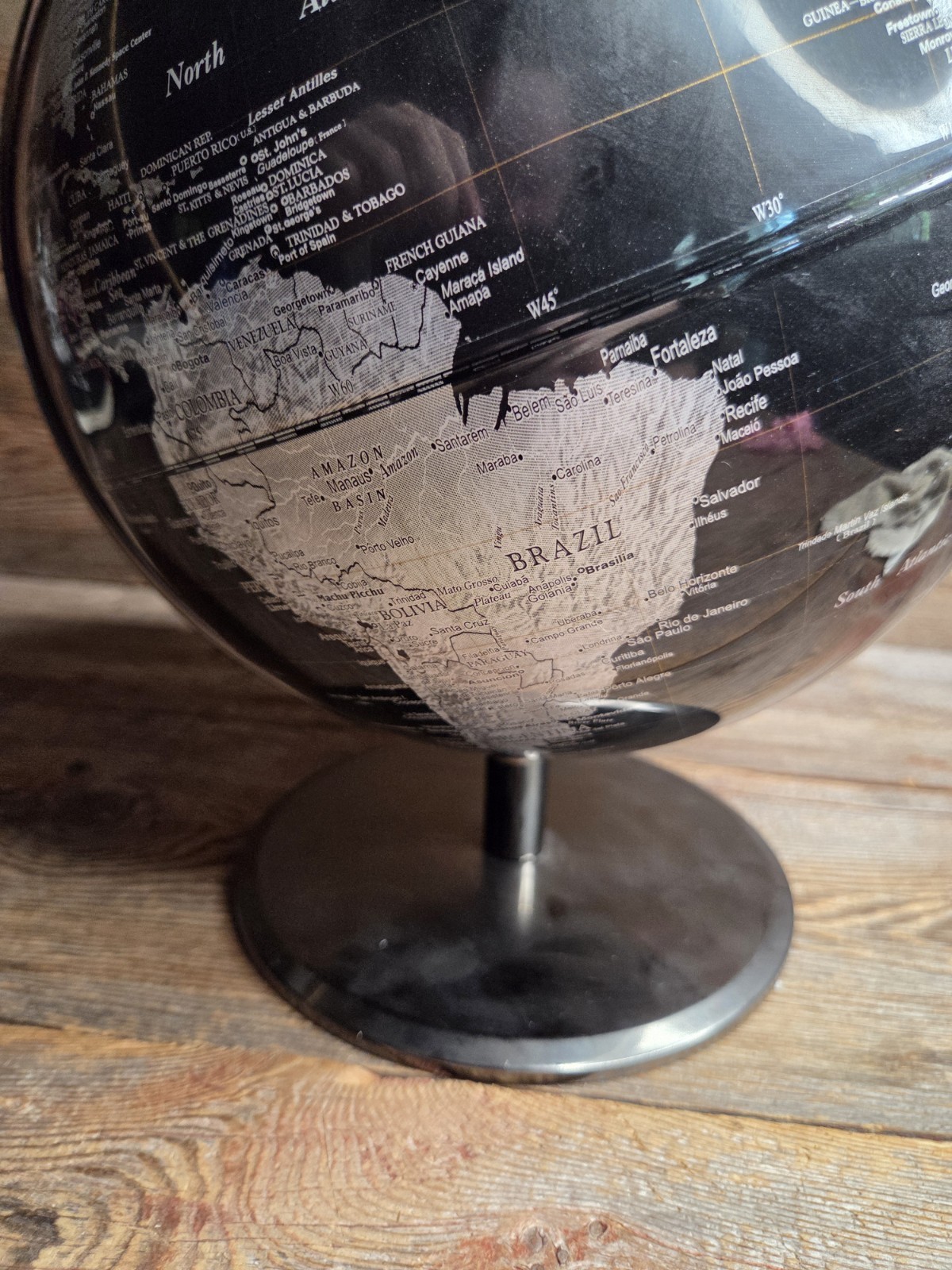 Black Metallic World Globe - 12 Inch Tabletop Globe