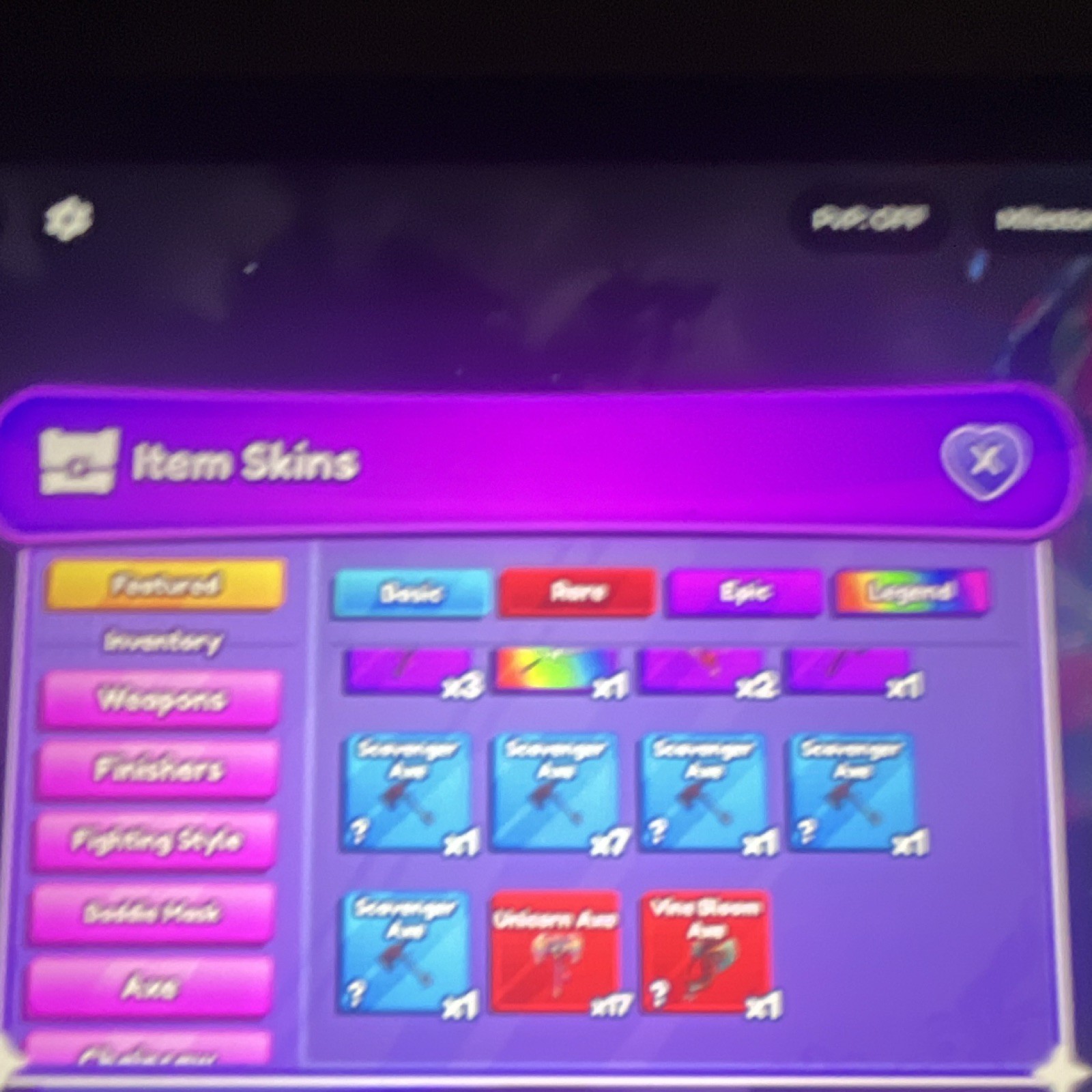 Item Skins Collection with Multiple Rarities - Knuckles, Axes, Chainsaws