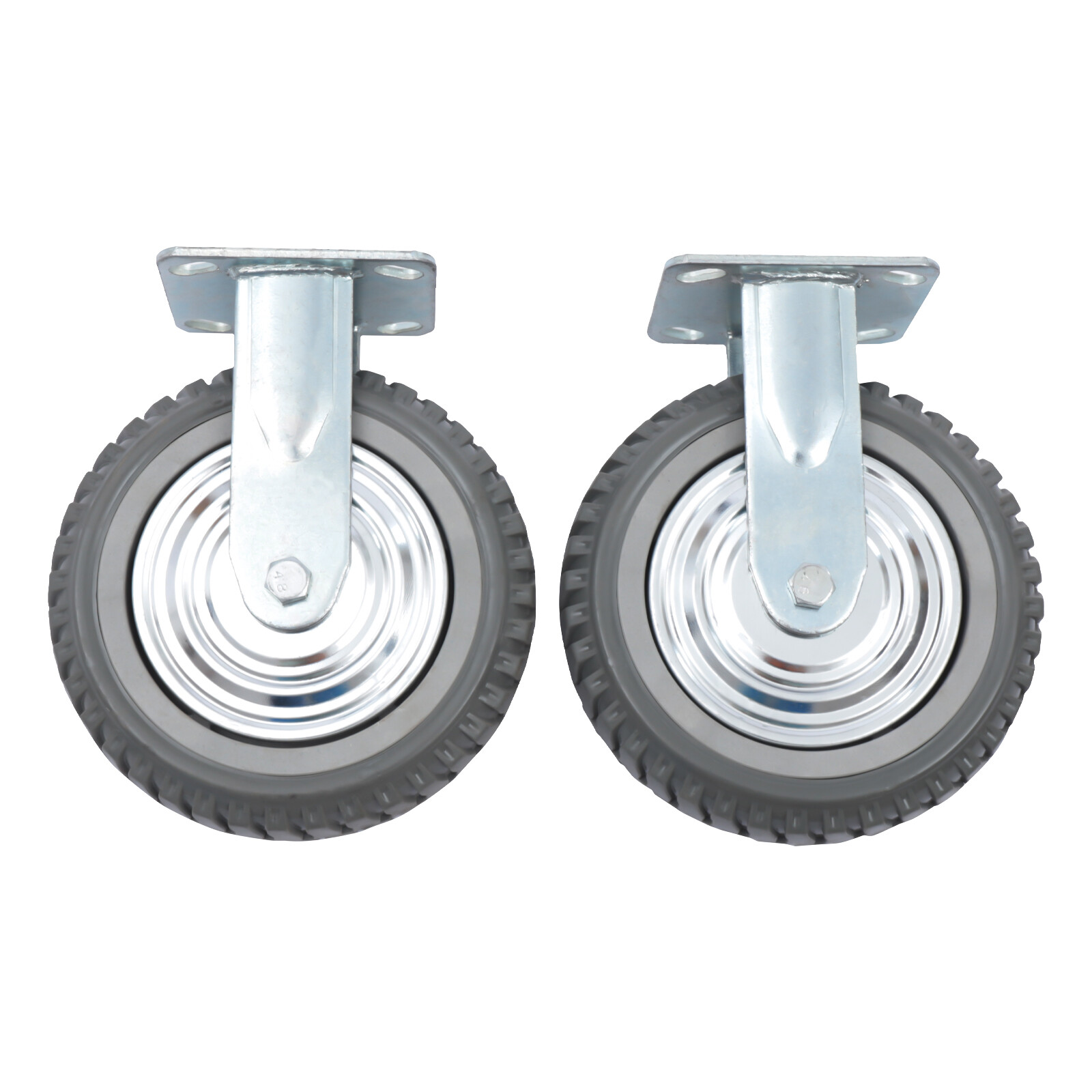 4PCs 8 inch Dustproof Handling Wheels Fixed+Brake Heavy Duty Solid Caster Wheels