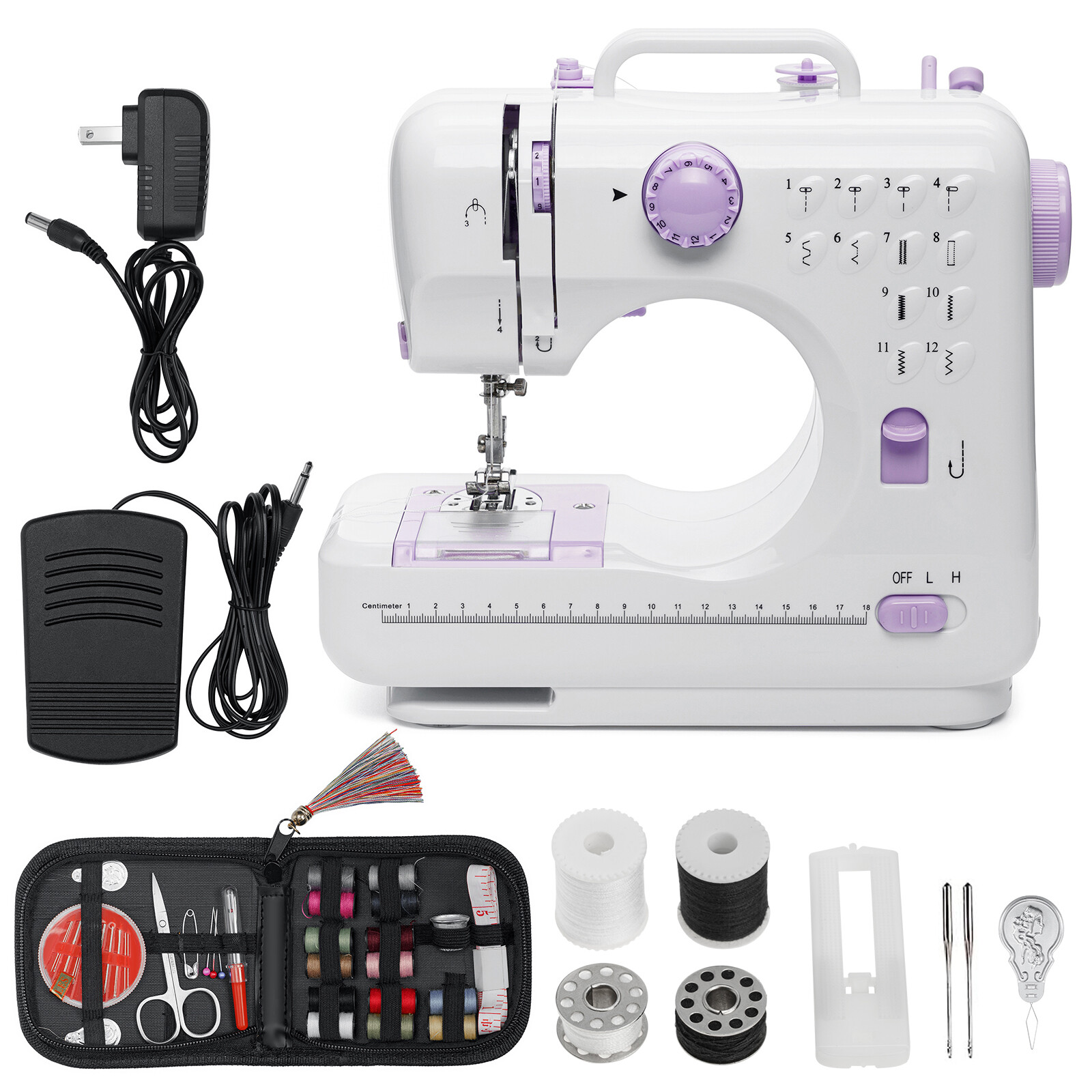 Electric Sewing Machine Portable Crafting Mending Machine 12 Built-In Stitches