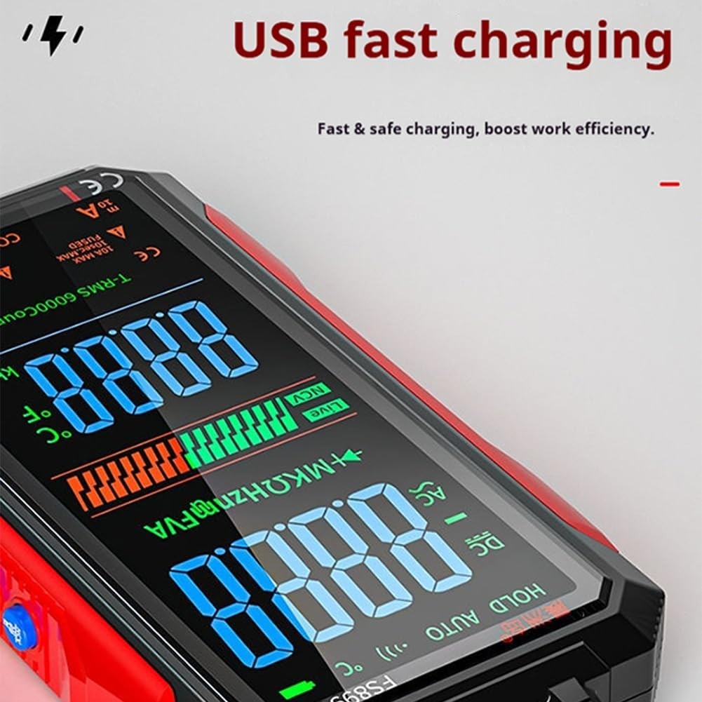Digital Multimeter with Large Display and USB-C Rechargeable Power for Accuracy