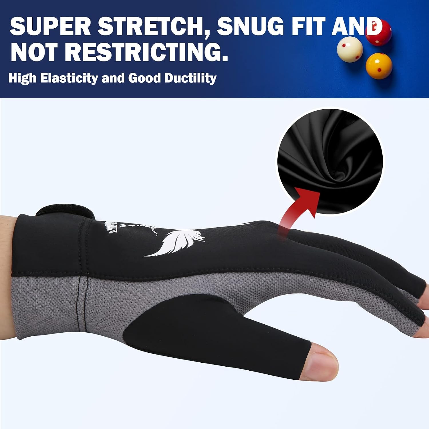 Left Hand Breathable Billiard Pool Gloves Comfortable Fit
