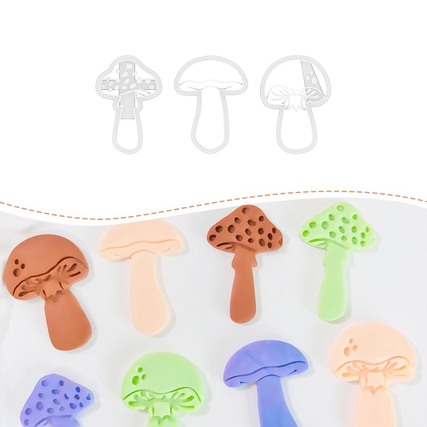 Xaekicr 3pcs Mushroom Clay Cutters – Polymer Clay Cutters for Earrings, Te