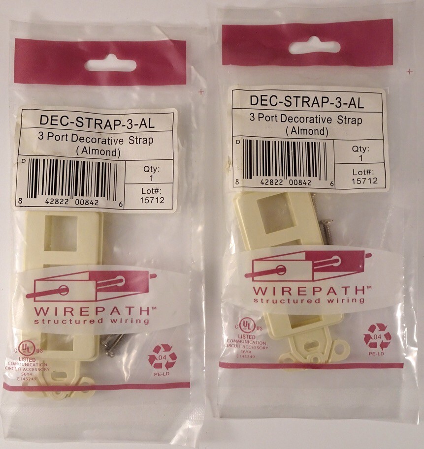 Pair Of Wirepath DEC-STRAP-3-AL, 3 Port Decorative Straps In Almond, NEW
