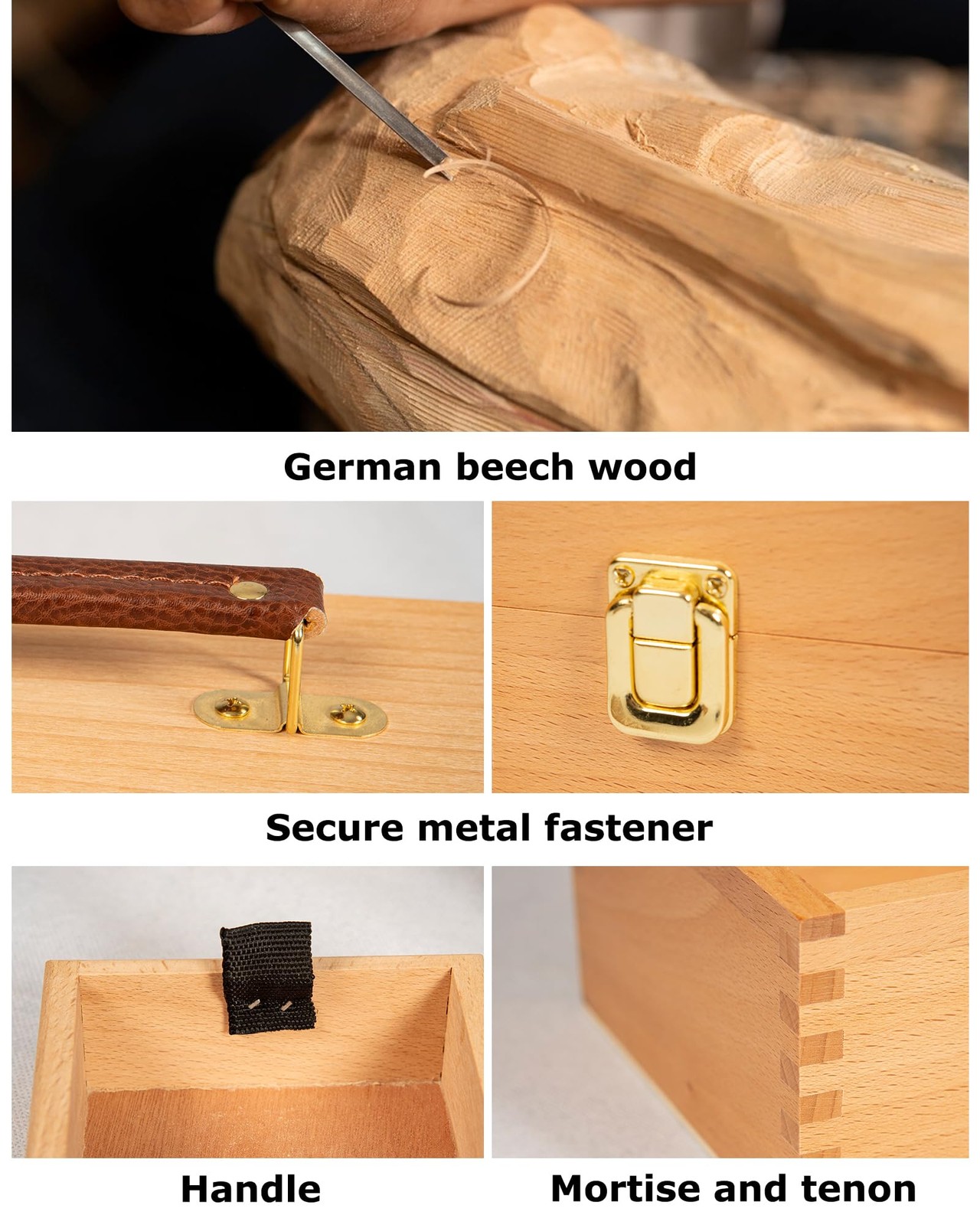 DJAR Multi-Function Artist Tool Box with Locking Clasps, Removable Tray Woode...