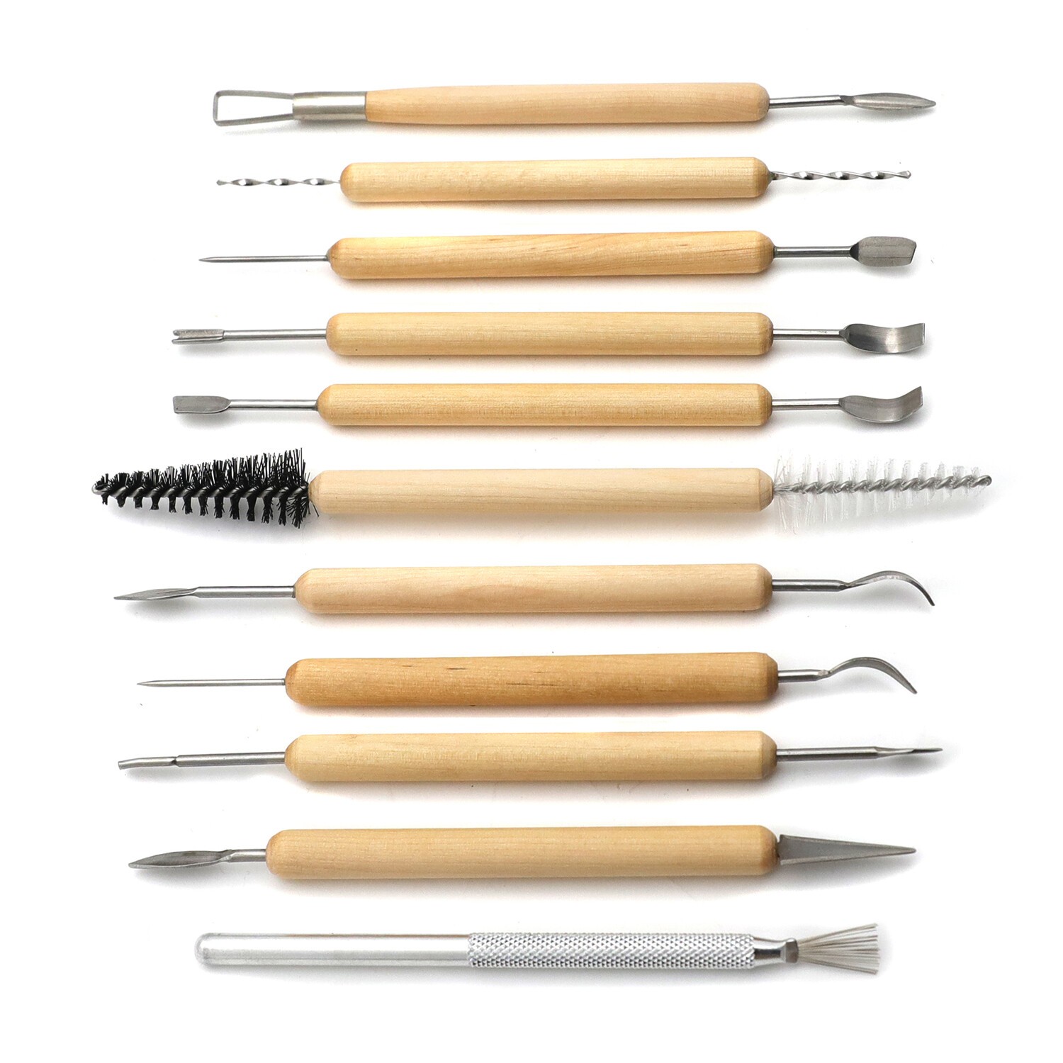 11Pcs Pottery Clay Sculpting Tool Set Wooden Handle Ceramic Carving Shaping Tool