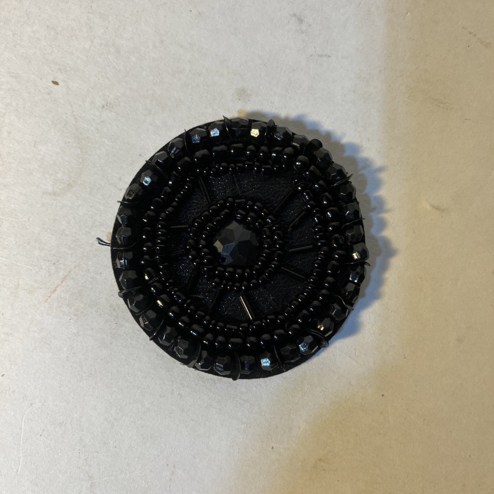 Black Handmade Bead Patch  Good Condition Vintage A25
