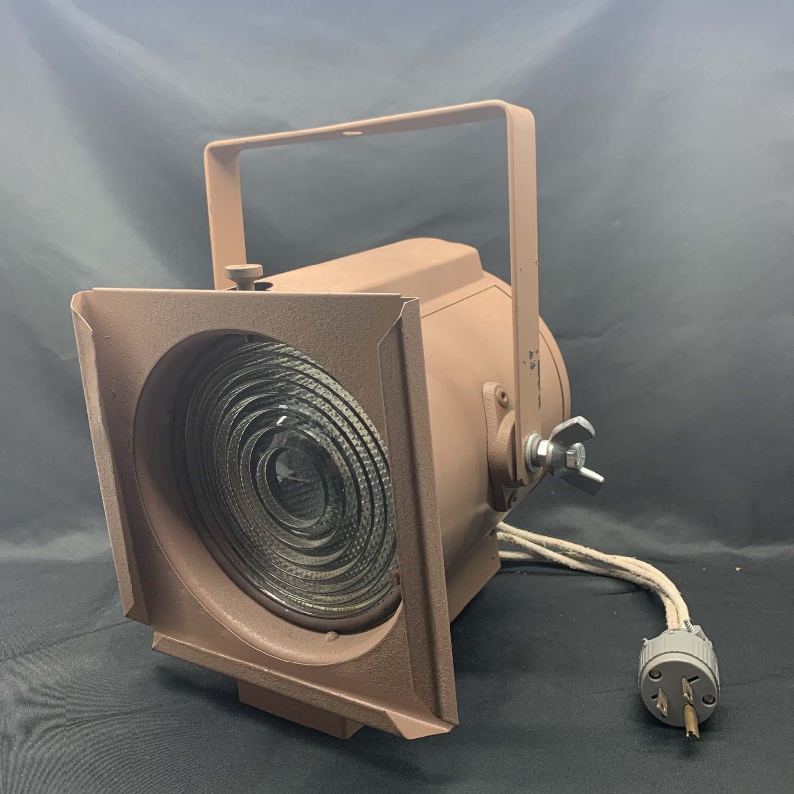 CENTURY- MCM Steel & Fresnilite Glass Lens Stage Spotlight. Tested/Working