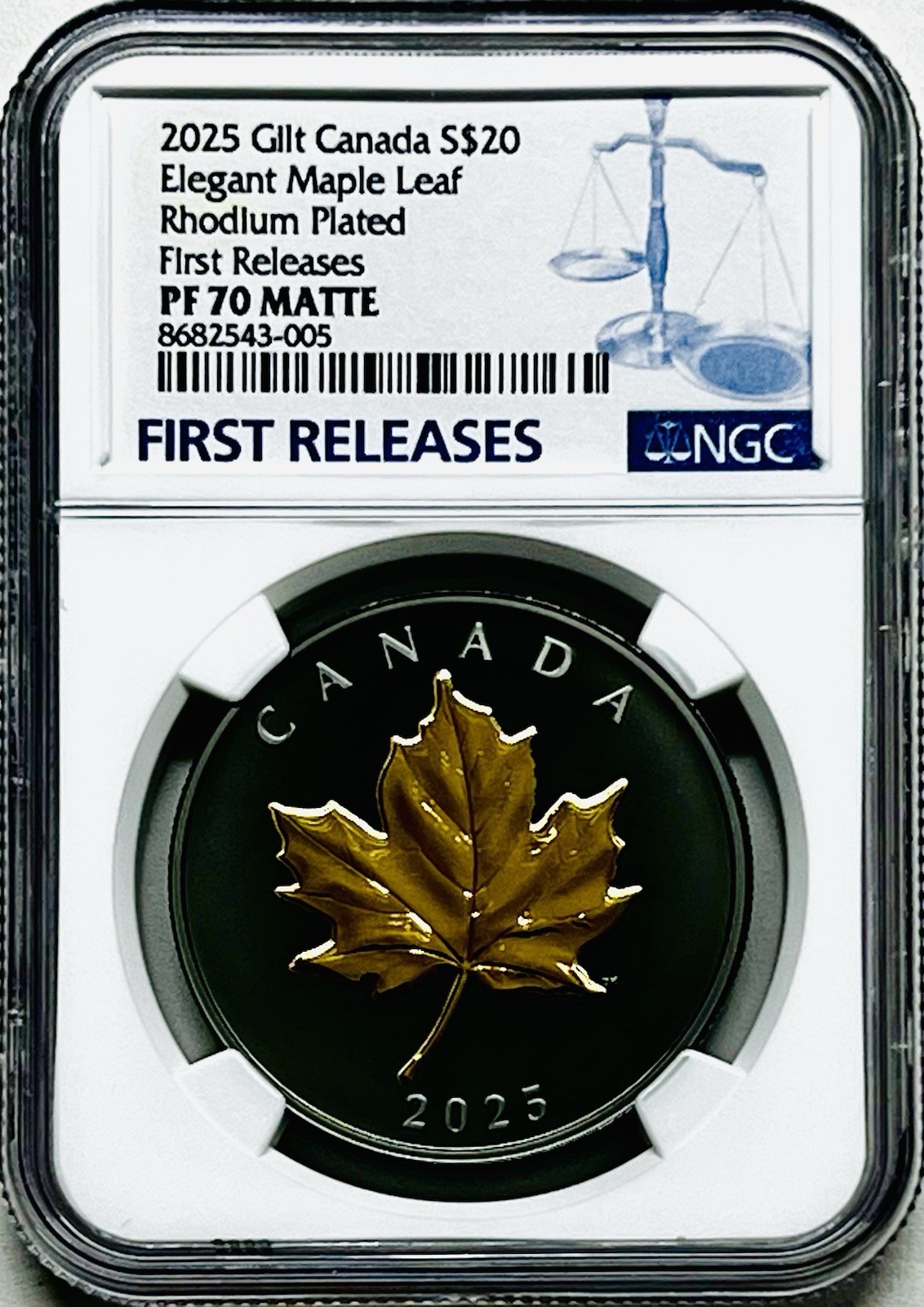 2025 $20 CANADA RHODIUM YELLOW GOLD SILVER PROOF NGC PF70 ELEGANT MAPLE LEAF -FR