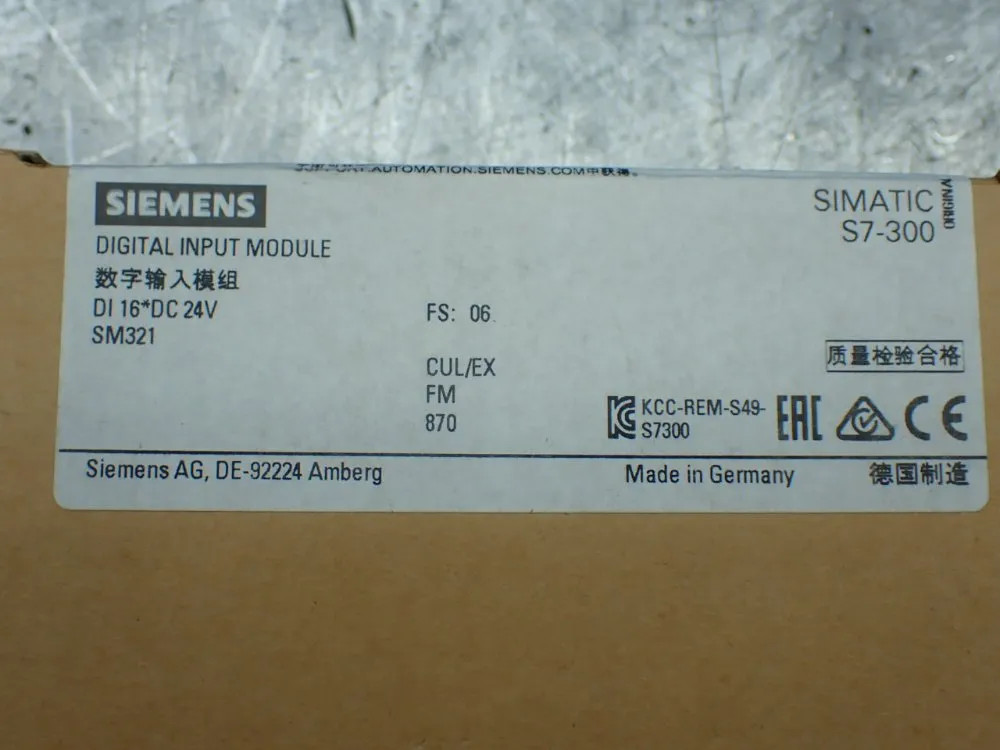SIEMENS 6ES7 321-1BH02-0AA0 DIGITAL INPUT MODULE 03251190640