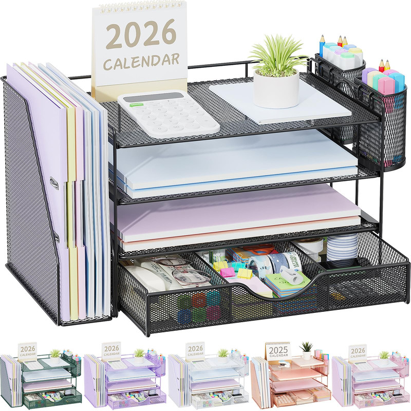 Gianotter Desk Organizers And Accessories File Holder 4-Tier Desk Accessories