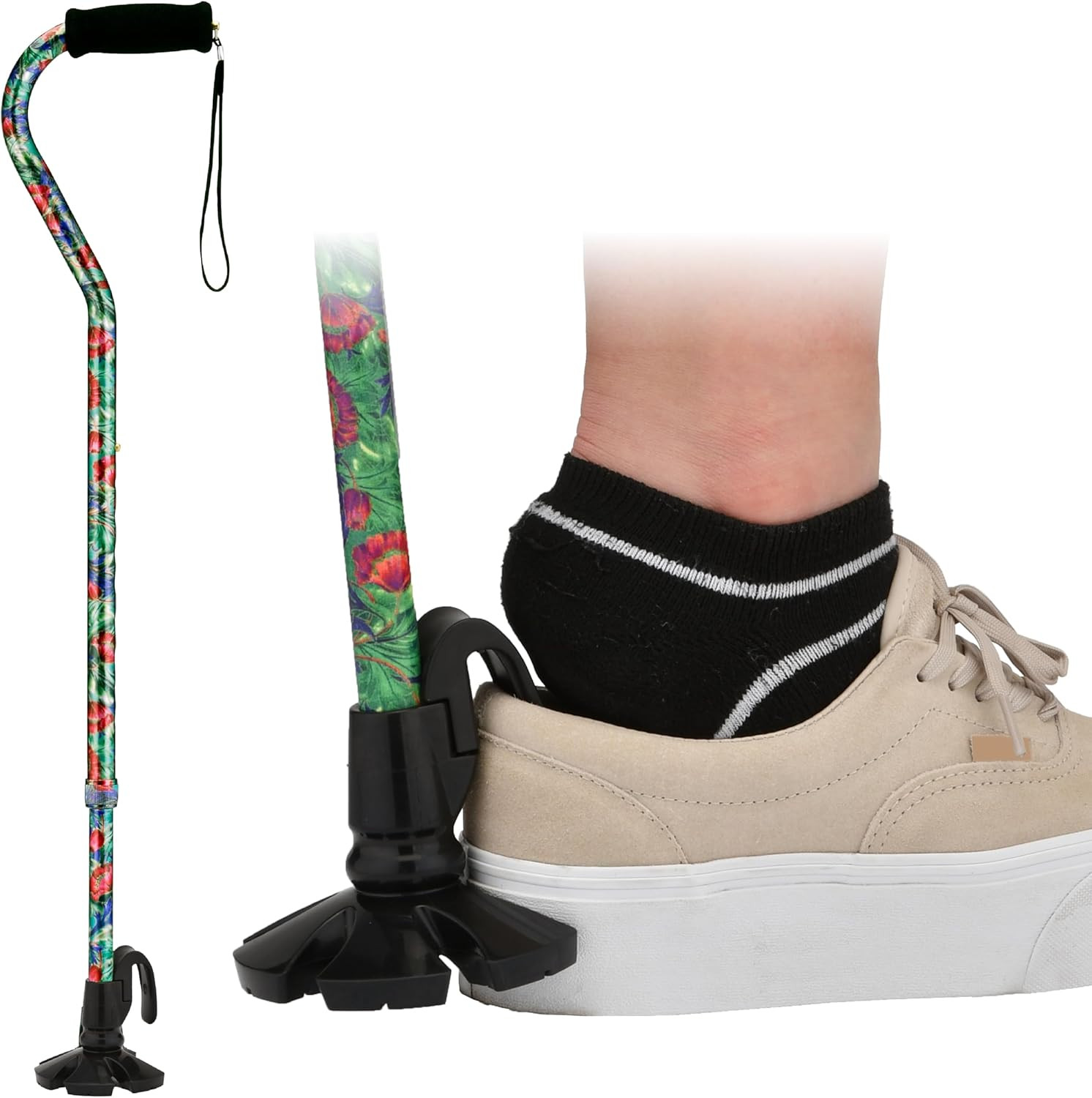 Shoe Horn Cane Tip, Walking Cane Accessories for Stability and Comfort, Slip On