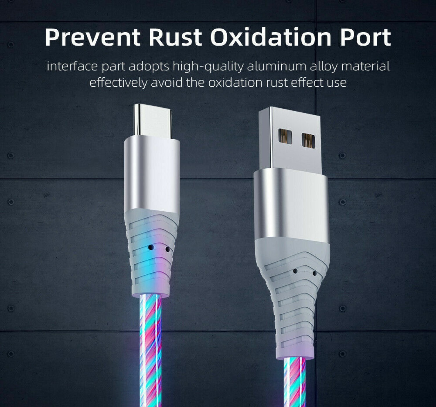 2 Pack 6ft LED Fast Charge Light Up Cable Cord for Samsung Apple iPhone Galaxy