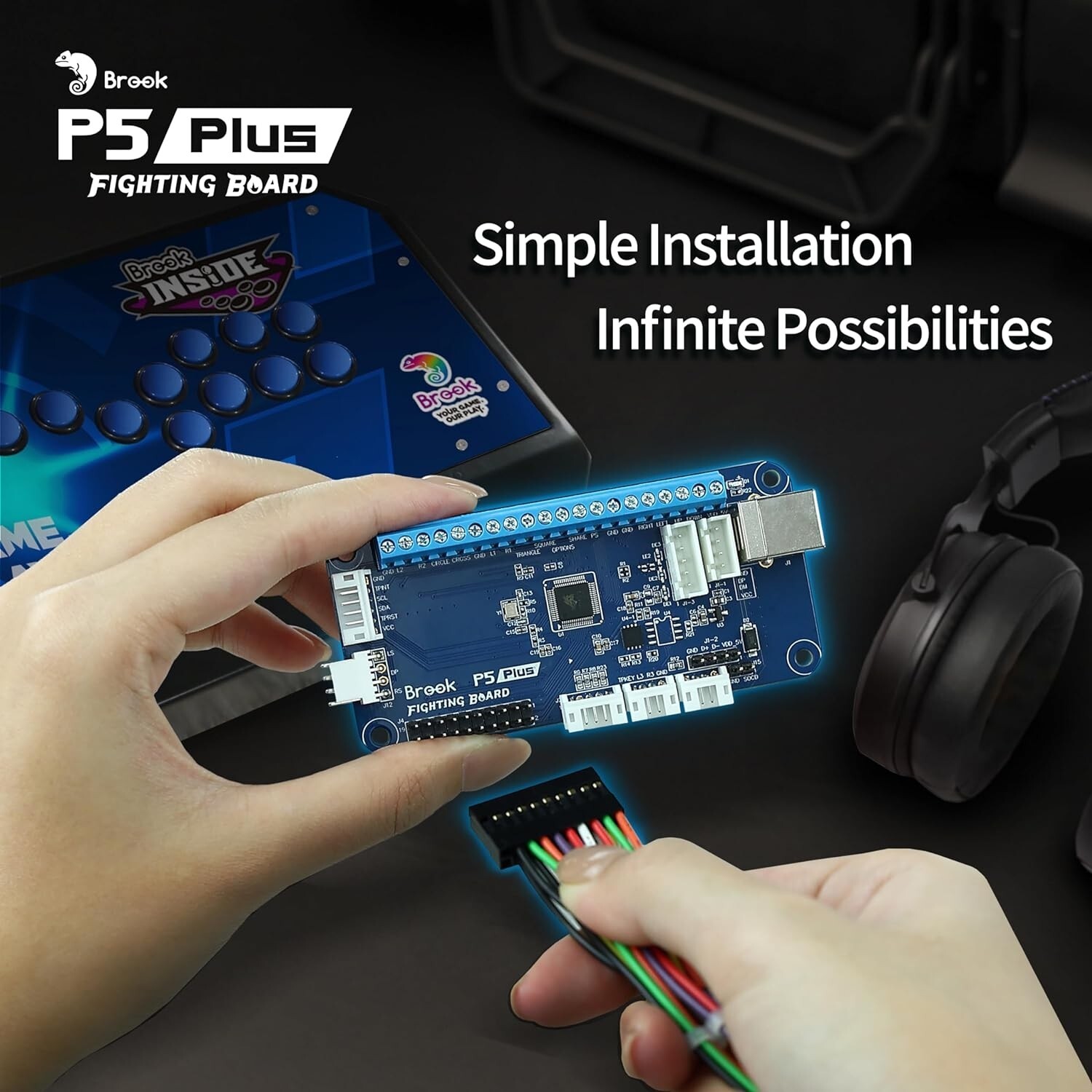 Brook P5 Plus Fighting Board for PS5 Fighting Games/PS4/PS3/Switch/PC (X-Input)