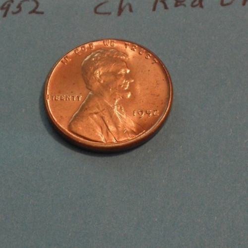 1952   BRILLIANT  RED  UNCIRCULATED  SHARP DETAIL  WHEAT CENT   3