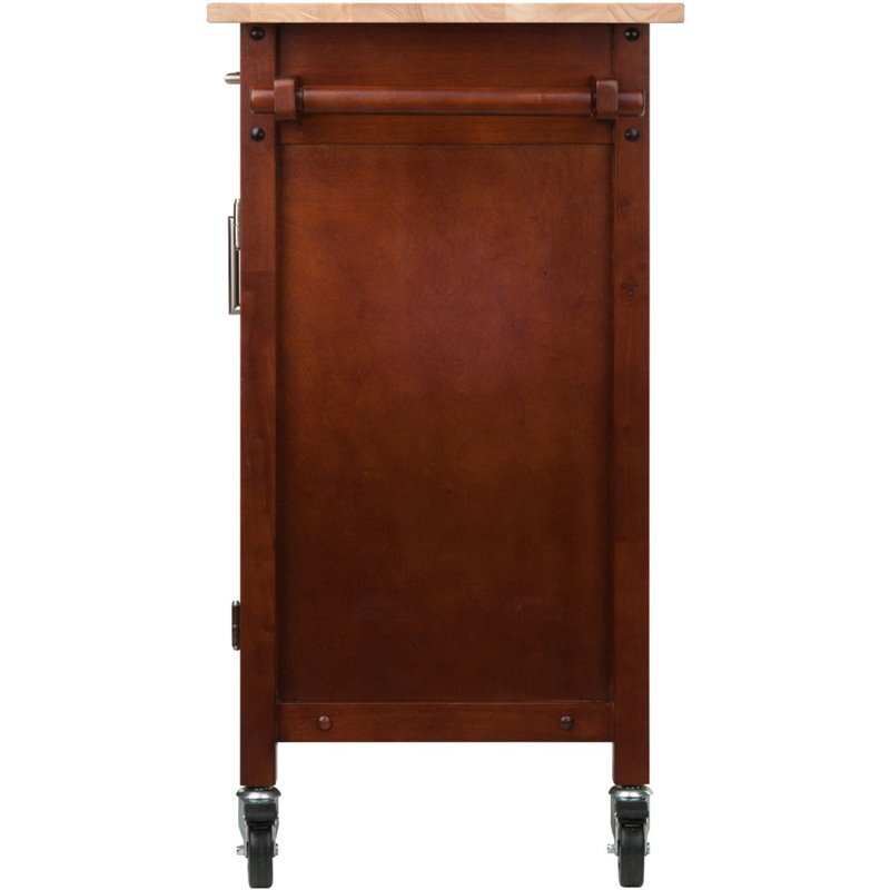 Pemberly Row 34.61"H Transitional Solid Wood Kitchen Cart in Walnut/Natural